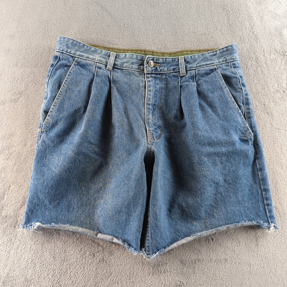 Vintage Boss Hugo Boss Jean Shorts Mens 34‎ Blue Django Pleated Cut Off Italy